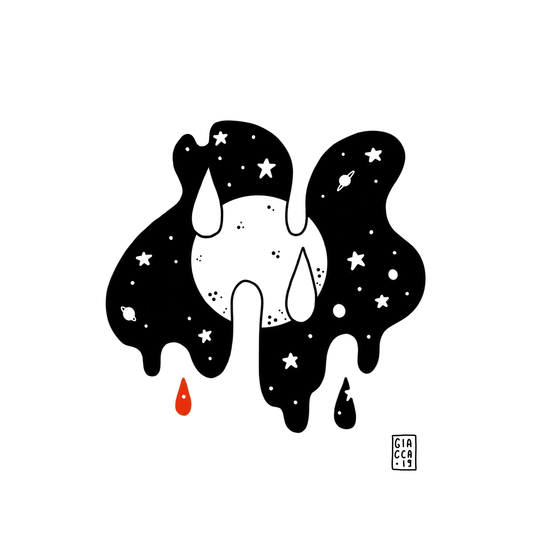 Drops of Jupiter: composizione in bianco e nero con una goccia rossa